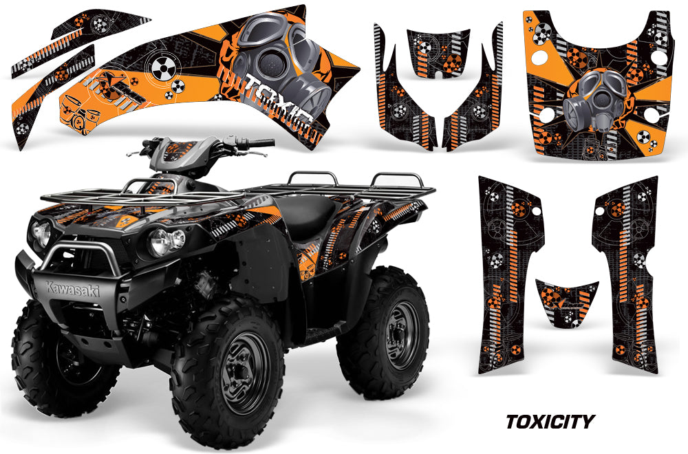 ATV Graphics Kit Quad Decal Wrap For Kawasaki Brute Force 750i 2005-2011 TOXIC ORANGE BLACK-atv motorcycle utv parts accessories gear helmets jackets gloves pantsAll Terrain Depot