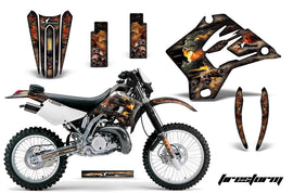 Dirt Bike Graphics Kit Decal Sticker Wrap For Kawasaki KDX200 1995-2006 FIRESTORM BLACK-atv motorcycle utv parts accessories gear helmets jackets gloves pantsAll Terrain Depot