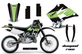 Dirt Bike Graphics Kit Decal Sticker Wrap For Kawasaki KDX200 1995-2006 DIAMOND RACE GREEN BLACK-atv motorcycle utv parts accessories gear helmets jackets gloves pantsAll Terrain Depot