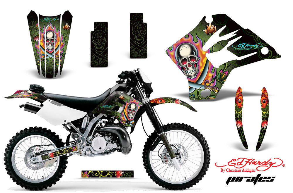 Dirt Bike Graphics Kit Decal Sticker Wrap For Kawasaki KDX200 1995-2006 EDHP GREEN-atv motorcycle utv parts accessories gear helmets jackets gloves pantsAll Terrain Depot