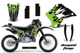 Graphics Kit Decal Sticker Wrap + # Plates For Kawasaki KDX200 1995-2006 DIAMOND FLAMES GREEN BLACK