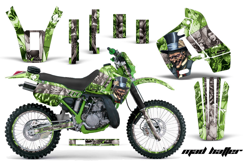 Graphics Kit Decal Sticker Wrap + # Plates For Kawasaki KDX200 1989-1994 HATTER SILVER GREEN-atv motorcycle utv parts accessories gear helmets jackets gloves pantsAll Terrain Depot