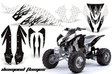 Load image into Gallery viewer, ATV Graphics Kit Quad Decal Sticker Wrap For Kawasaki KFX450R 2008-2014 DIAMOND FLAMES WHITE BLACK-atv motorcycle utv parts accessories gear helmets jackets gloves pantsAll Terrain Depot