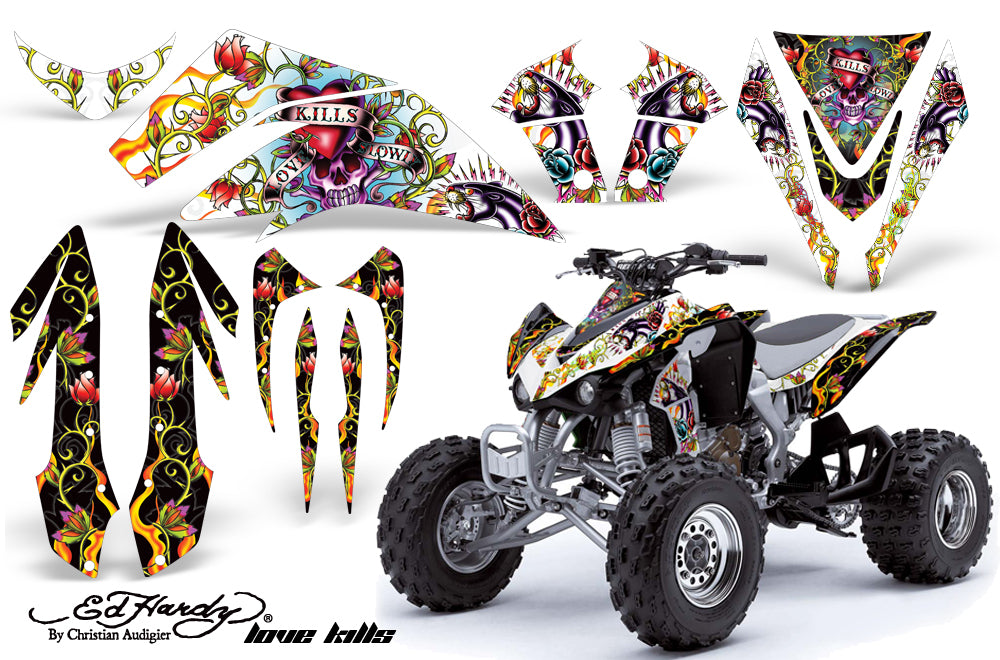 ATV Graphics Kit Quad Decal Sticker Wrap For Kawasaki KFX450R 2008-2014 EDHLK WHITE-atv motorcycle utv parts accessories gear helmets jackets gloves pantsAll Terrain Depot