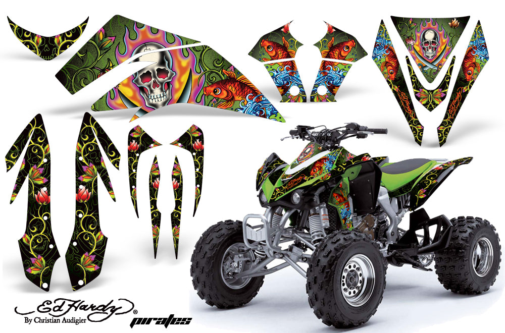 ATV Graphics Kit Quad Decal Sticker Wrap For Kawasaki KFX450R 2008-2014 EDHP GREEN-atv motorcycle utv parts accessories gear helmets jackets gloves pantsAll Terrain Depot