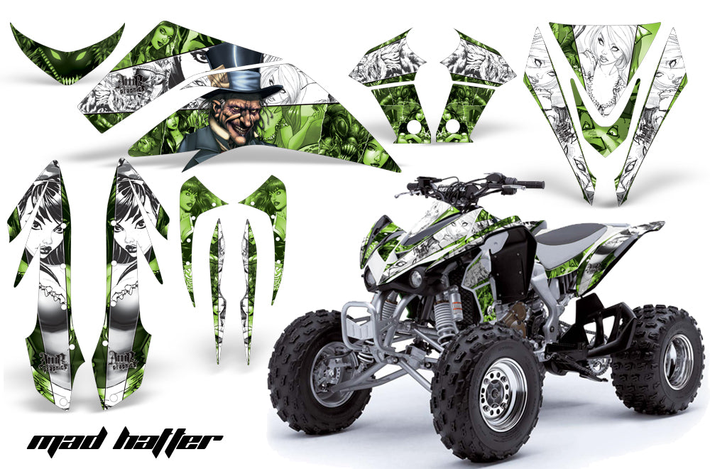 ATV Graphics Kit Quad Decal Sticker Wrap For Kawasaki KFX450R 2008-2014 HATTER WHITE GREEN-atv motorcycle utv parts accessories gear helmets jackets gloves pantsAll Terrain Depot