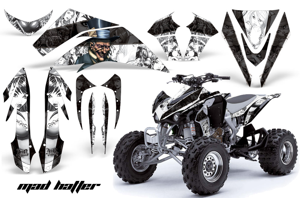 ATV Graphics Kit Quad Decal Sticker Wrap For Kawasaki KFX450R 2008-2014 HATTER WHITE BLACK-atv motorcycle utv parts accessories gear helmets jackets gloves pantsAll Terrain Depot
