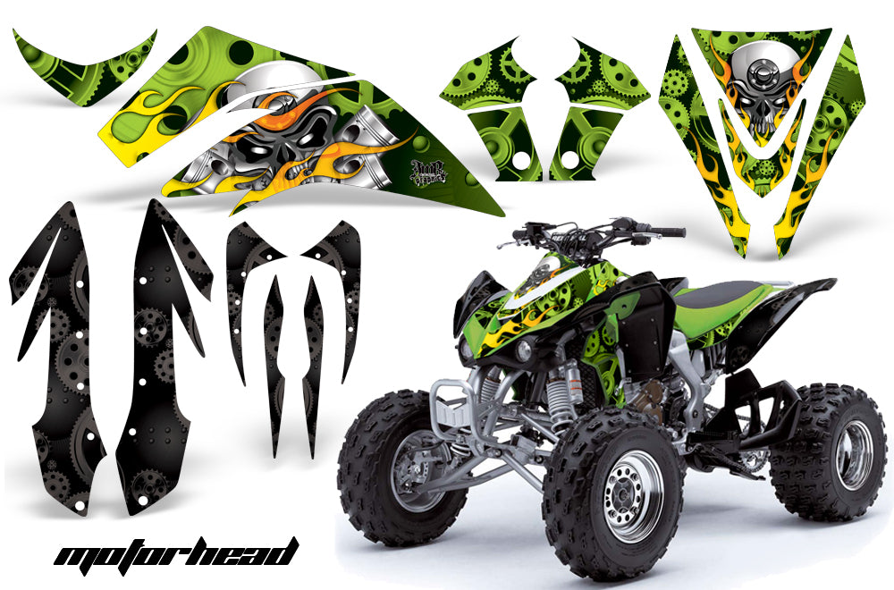 ATV Graphics Kit Quad Decal Sticker Wrap For Kawasaki KFX450R 2008-2014 MOTORHEAD GREEN-atv motorcycle utv parts accessories gear helmets jackets gloves pantsAll Terrain Depot