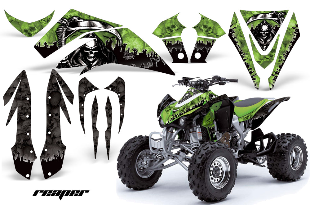 ATV Graphics Kit Quad Decal Sticker Wrap For Kawasaki KFX450R 2008-2014 REAPER GREEN-atv motorcycle utv parts accessories gear helmets jackets gloves pantsAll Terrain Depot