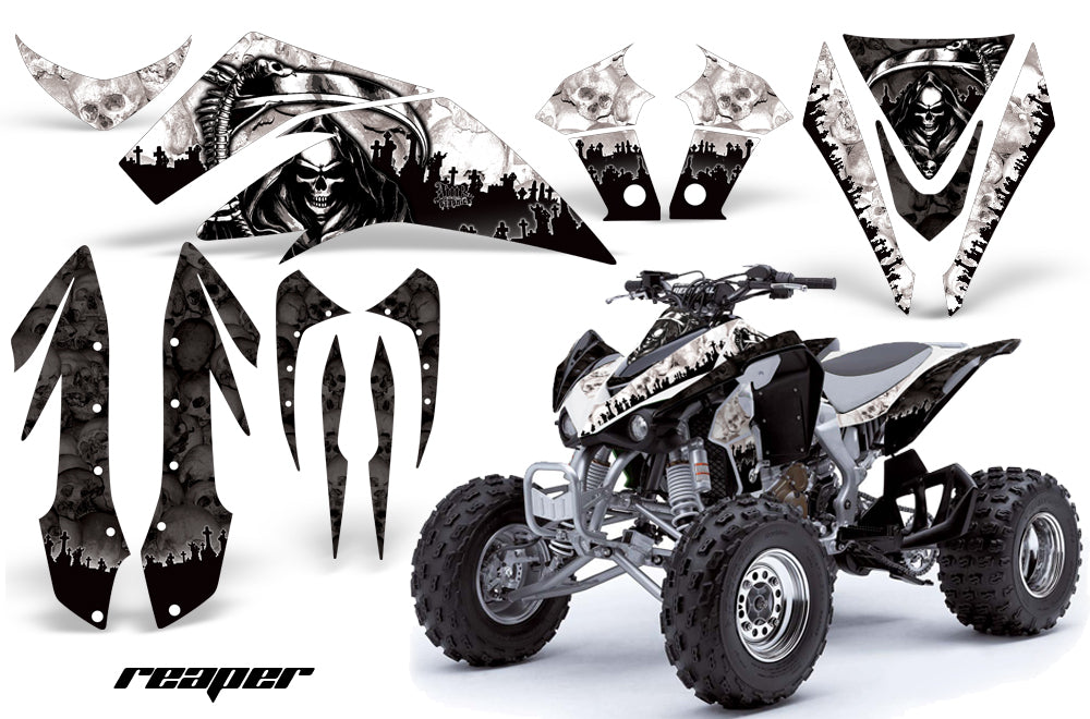 ATV Graphics Kit Quad Decal Sticker Wrap For Kawasaki KFX450R 2008-2014 REAPER WHITE-atv motorcycle utv parts accessories gear helmets jackets gloves pantsAll Terrain Depot