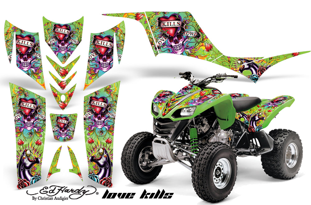 ATV Graphics Kit Quad Decal Sticker Wrap For Kawasaki KFX700 2003-2009 EDHLK GREEN-atv motorcycle utv parts accessories gear helmets jackets gloves pantsAll Terrain Depot