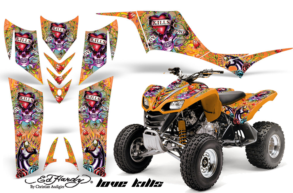 ATV Graphics Kit Quad Decal Sticker Wrap For Kawasaki KFX700 2003-2009 EDHLK ORANGE-atv motorcycle utv parts accessories gear helmets jackets gloves pantsAll Terrain Depot