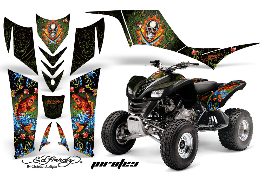 ATV Graphics Kit Quad Decal Sticker Wrap For Kawasaki KFX700 2003-2009 EDHP GREEN-atv motorcycle utv parts accessories gear helmets jackets gloves pantsAll Terrain Depot