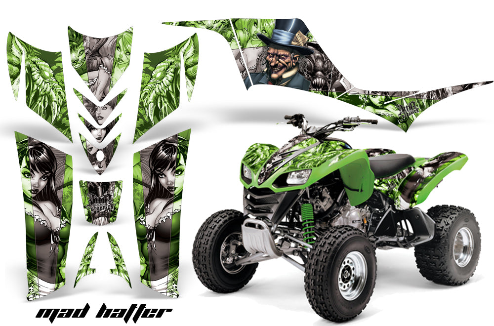 ATV Graphics Kit Quad Decal Sticker Wrap For Kawasaki KFX700 2003-2009 HATTER SILVER GREEN-atv motorcycle utv parts accessories gear helmets jackets gloves pantsAll Terrain Depot
