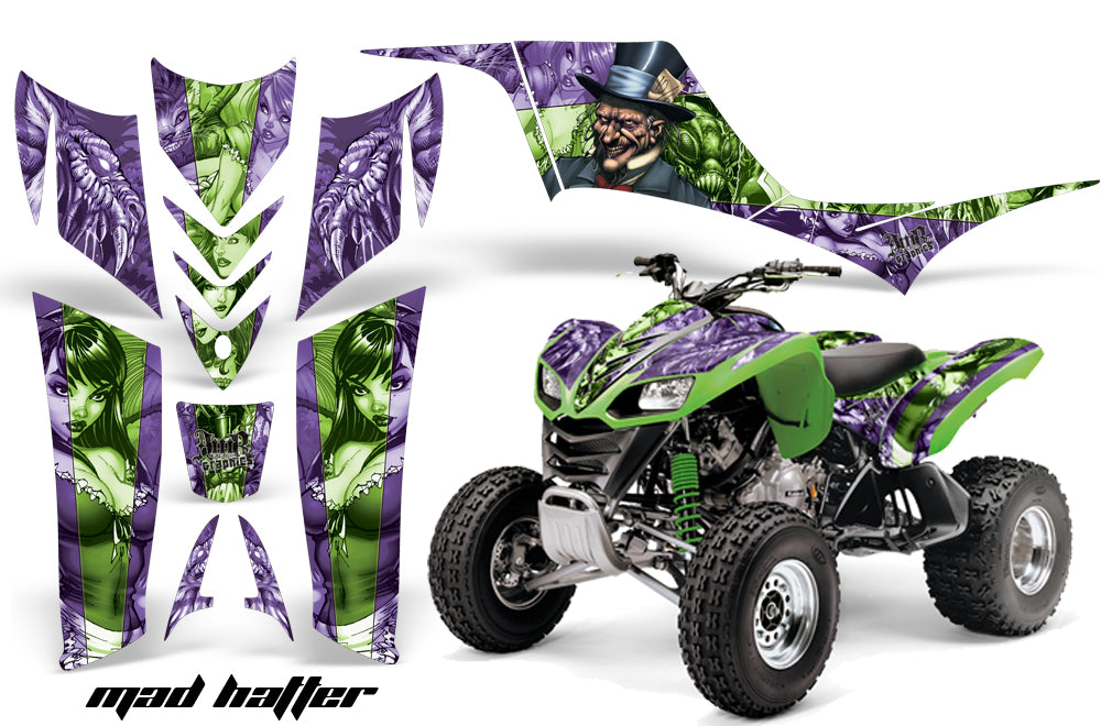 ATV Graphics Kit Quad Decal Sticker Wrap For Kawasaki KFX700 2003-2009 HATTER GREEN PURPLE-atv motorcycle utv parts accessories gear helmets jackets gloves pantsAll Terrain Depot
