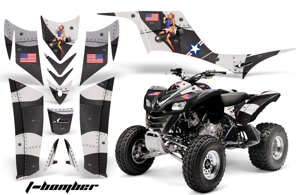 ATV Graphics Kit Quad Decal Sticker Wrap For Kawasaki KFX700 2003-2009 TBOMBER BLACK-atv motorcycle utv parts accessories gear helmets jackets gloves pantsAll Terrain Depot
