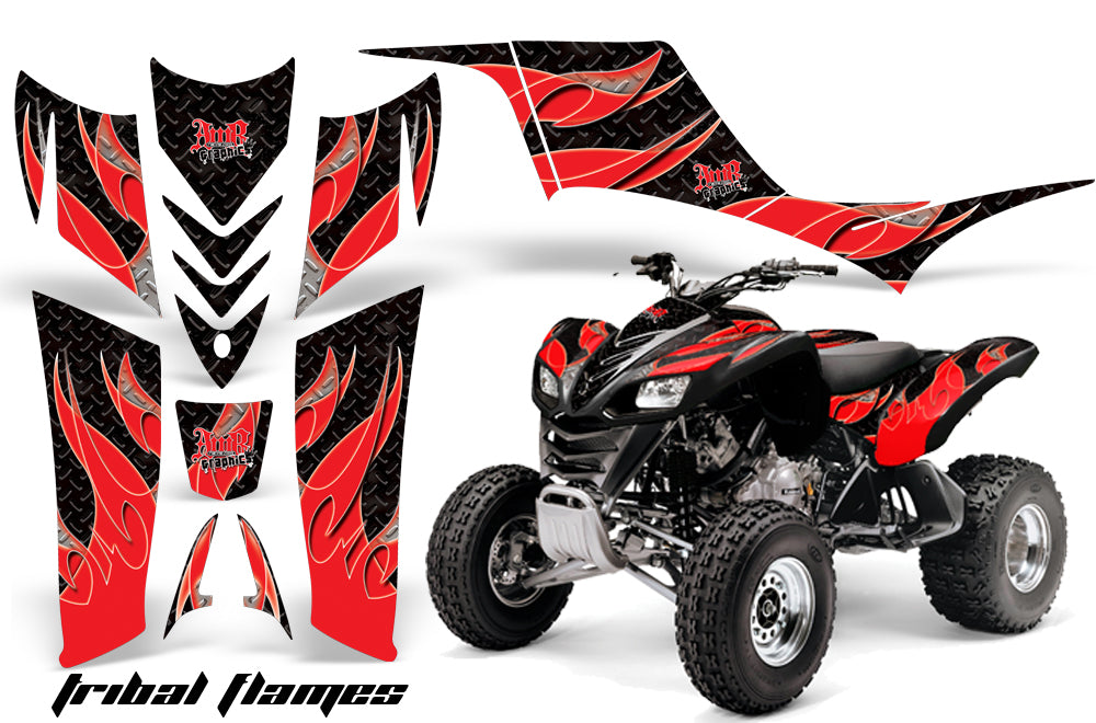 ATV Graphics Kit Quad Decal Sticker Wrap For Kawasaki KFX700 2003-2009 TRIBAL RED BLACK-atv motorcycle utv parts accessories gear helmets jackets gloves pantsAll Terrain Depot