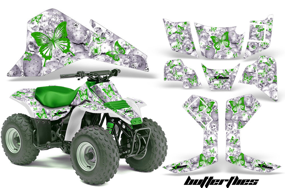 ATV Graphics Kit Quad Decal Sticker Wrap For Kawasaki KFX80 2003-2006 BUTTERFLIES GREEN WHITE-atv motorcycle utv parts accessories gear helmets jackets gloves pantsAll Terrain Depot
