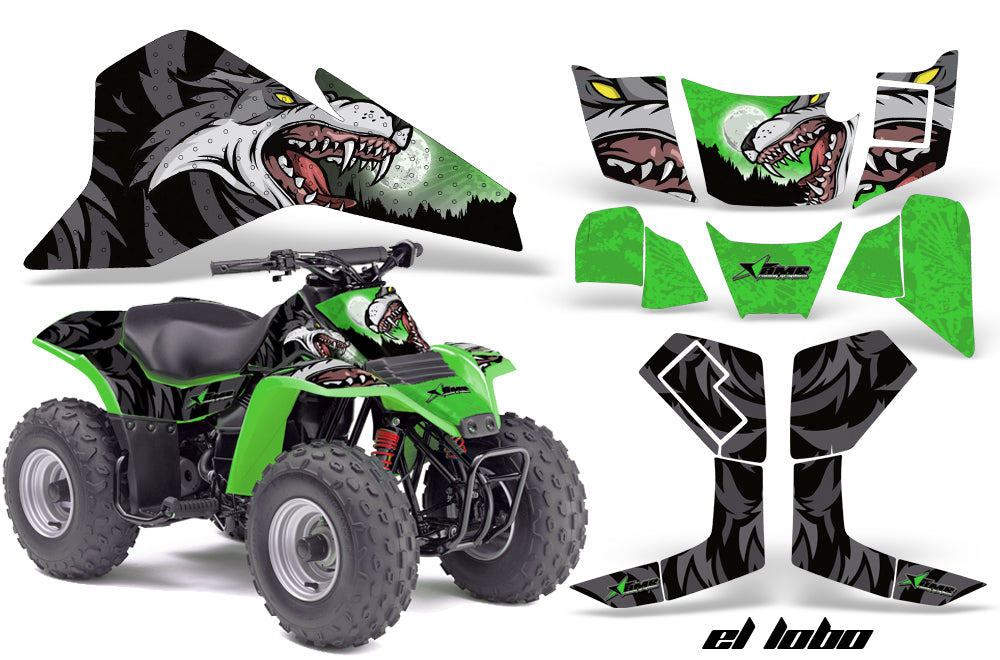 ATV Graphics Kit Quad Decal Sticker Wrap For Kawasaki KFX80 2003-2006 EL LOBO GREEN-atv motorcycle utv parts accessories gear helmets jackets gloves pantsAll Terrain Depot