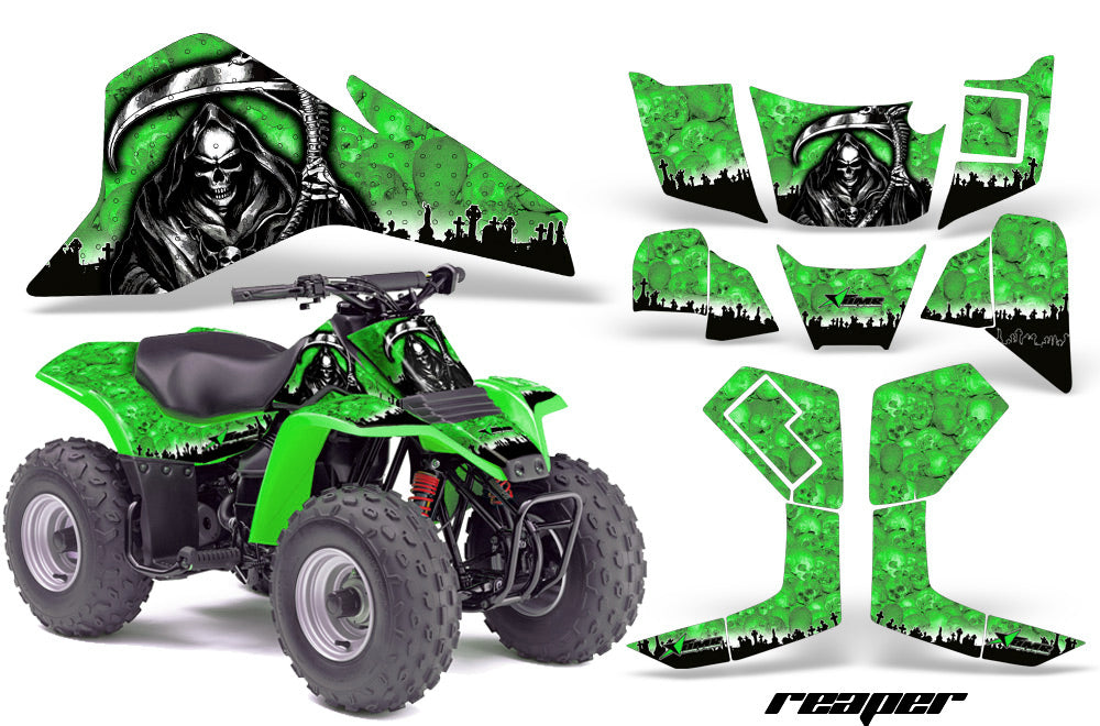 ATV Graphics Kit Quad Decal Sticker Wrap For Kawasaki KFX80 2003-2006 REAPER GREEN-atv motorcycle utv parts accessories gear helmets jackets gloves pantsAll Terrain Depot
