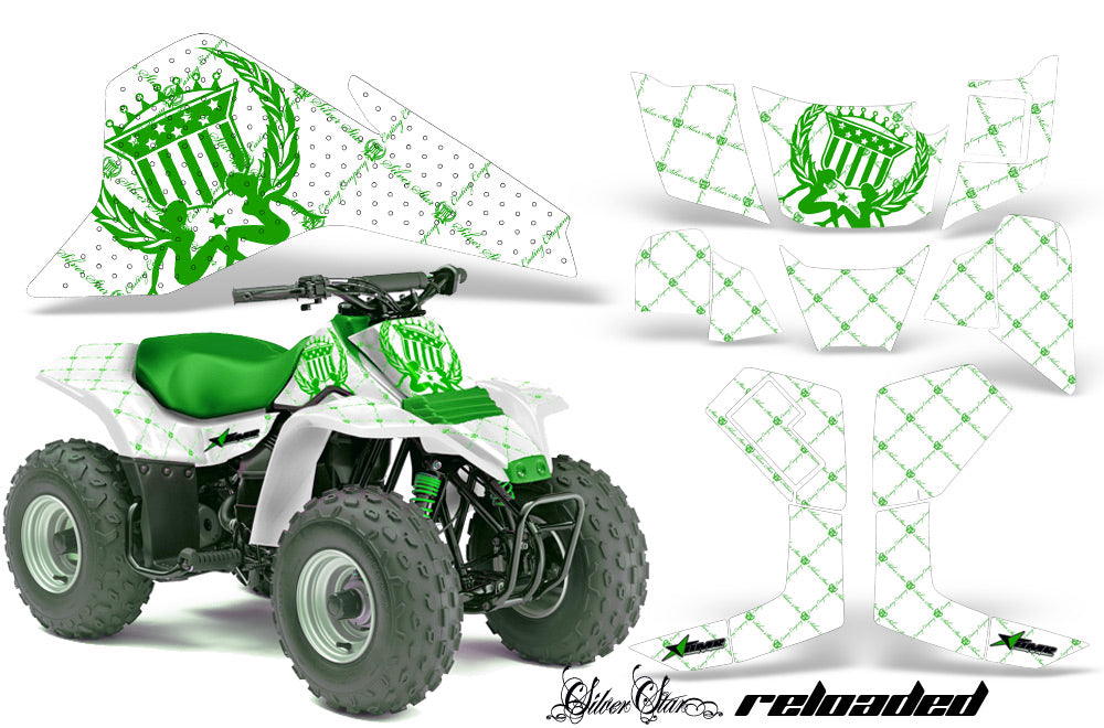 ATV Graphics Kit Quad Decal Sticker Wrap For Kawasaki KFX80 2003-2006 RELOADED GREEN WHITE-atv motorcycle utv parts accessories gear helmets jackets gloves pantsAll Terrain Depot