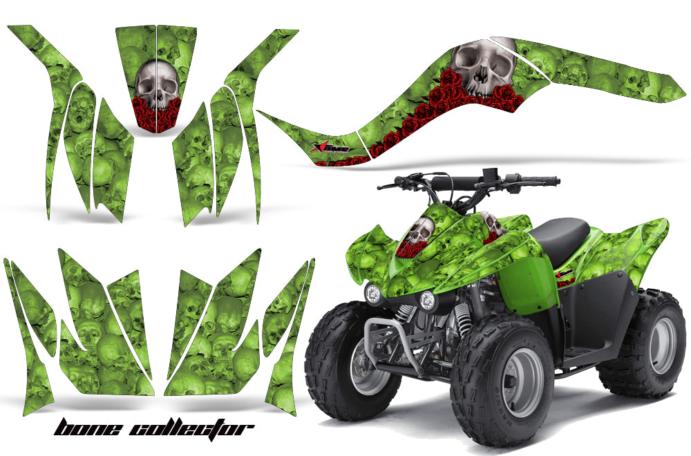 ATV Graphics Kit Quad Decal Wrap For Kawasaki KFX50 KFX90 2007-2017 BONES GREEN-atv motorcycle utv parts accessories gear helmets jackets gloves pantsAll Terrain Depot