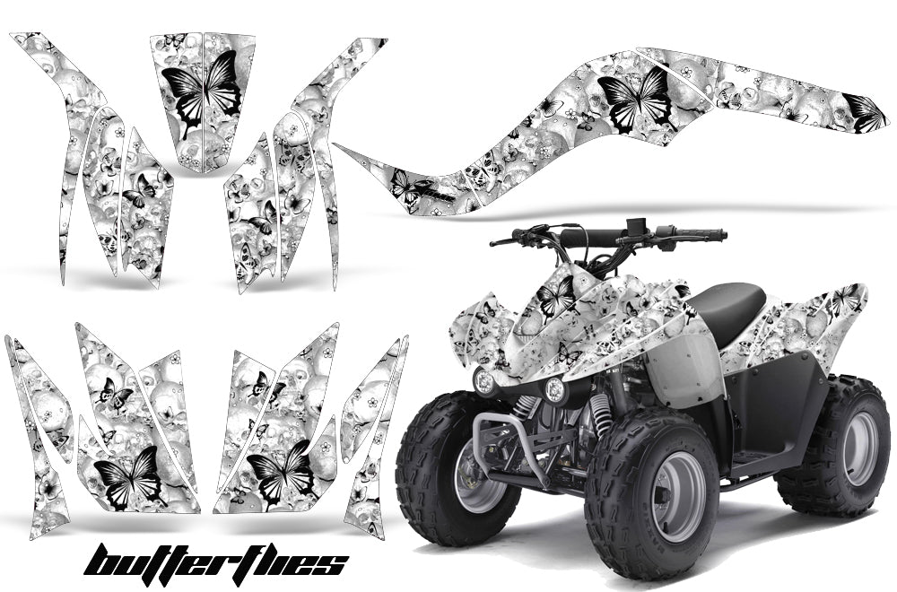 ATV Graphics Kit Quad Decal Wrap For Kawasaki KFX50 KFX90 2007-2017 BUTTERFLIES BLACK WHITE-atv motorcycle utv parts accessories gear helmets jackets gloves pantsAll Terrain Depot