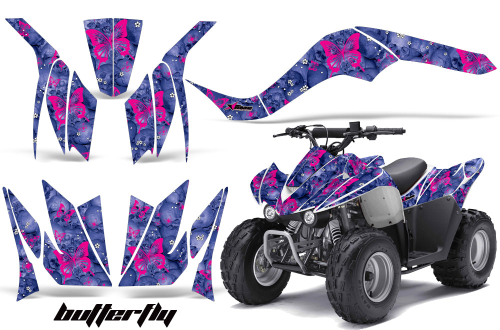 ATV Graphics Kit Quad Decal Wrap For Kawasaki KFX50 KFX90 2007-2017 BUTTERFLIES PINK BLACK-atv motorcycle utv parts accessories gear helmets jackets gloves pantsAll Terrain Depot