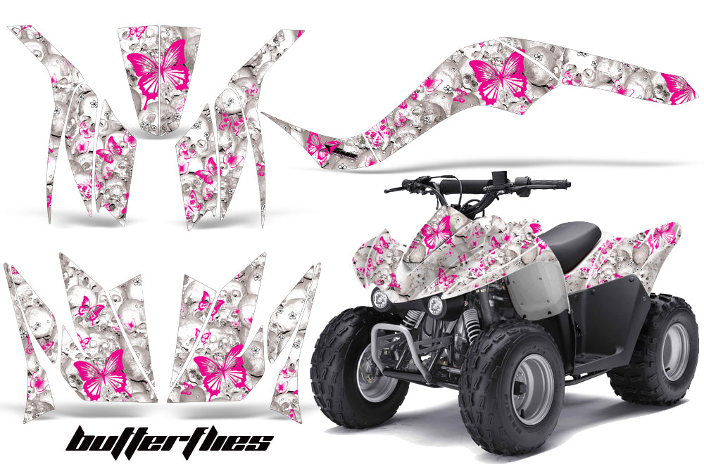 ATV Graphics Kit Quad Decal Wrap For Kawasaki KFX50 KFX90 2007-2017 BUTTERFLIES PINK WHITE-atv motorcycle utv parts accessories gear helmets jackets gloves pantsAll Terrain Depot