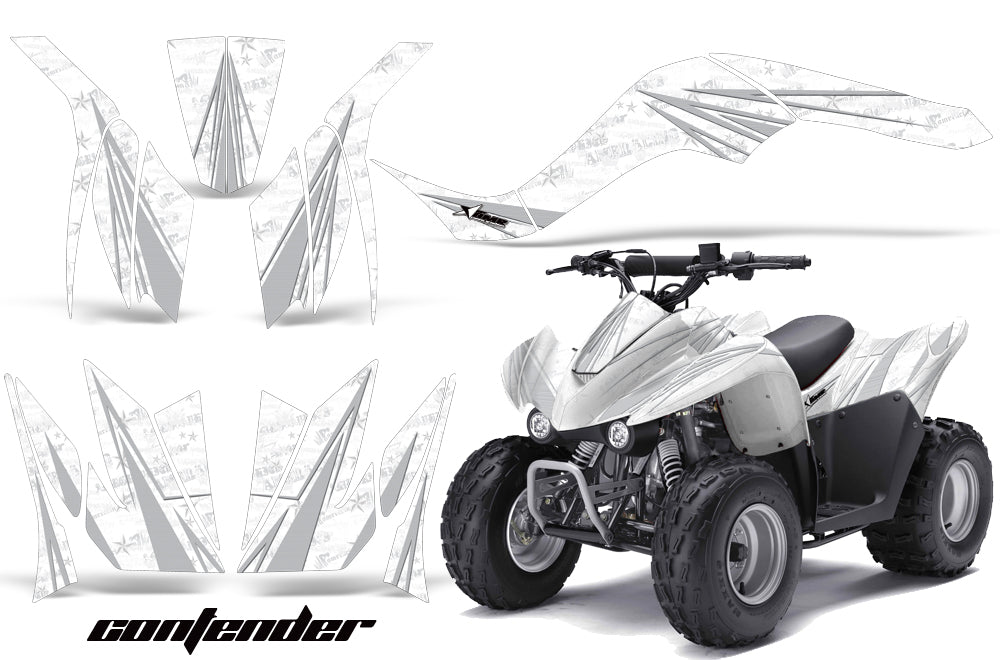 ATV Graphics Kit Quad Decal Wrap For Kawasaki KFX50 KFX90 2007-2017 CONTENDER SILVER WHITE-atv motorcycle utv parts accessories gear helmets jackets gloves pantsAll Terrain Depot