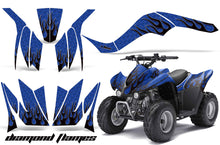Load image into Gallery viewer, ATV Graphics Kit Quad Decal Wrap For Kawasaki KFX50 KFX90 2007-2017 DIAMOND FLAMES BLACK BLUE-atv motorcycle utv parts accessories gear helmets jackets gloves pantsAll Terrain Depot