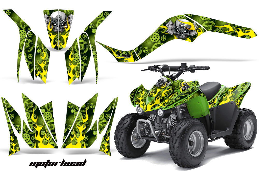 ATV Graphics Kit Quad Decal Wrap For Kawasaki KFX50 KFX90 2007-2017 MOTORHEAD GREEN-atv motorcycle utv parts accessories gear helmets jackets gloves pantsAll Terrain Depot