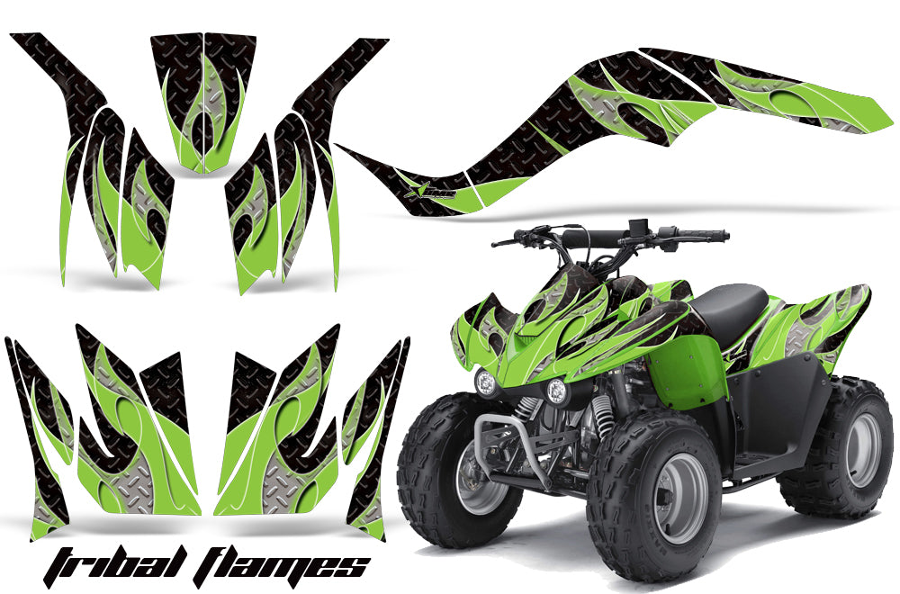 ATV Graphics Kit Quad Decal Wrap For Kawasaki KFX50 KFX90 2007-2017 TRIBAL GREEN BLACK-atv motorcycle utv parts accessories gear helmets jackets gloves pantsAll Terrain Depot