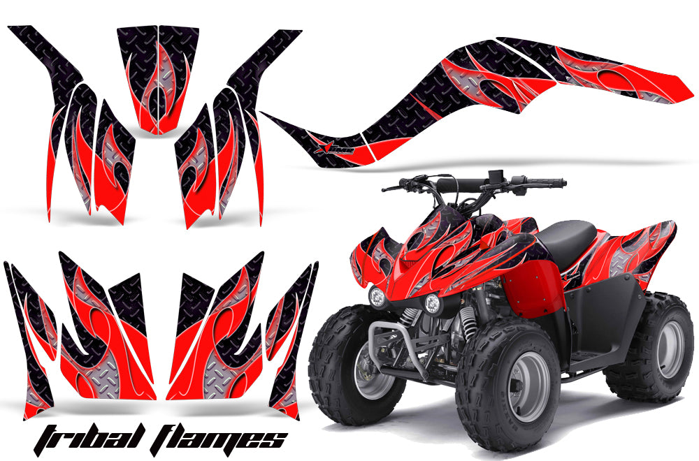 ATV Graphics Kit Quad Decal Wrap For Kawasaki KFX50 KFX90 2007-2017 TRIBAL RED BLACK-atv motorcycle utv parts accessories gear helmets jackets gloves pantsAll Terrain Depot