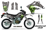 Graphics Kit MX Decal Wrap + # Plates For Kawasaki KLX250S 2004-2007 CHECKERED GREEN SILVER