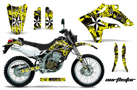 Dirt Bike Graphics Kit MX Decal Wrap For Kawasaki KLX250S 2004-2007 NORTHSTAR YELLOW BLACK-atv motorcycle utv parts accessories gear helmets jackets gloves pantsAll Terrain Depot