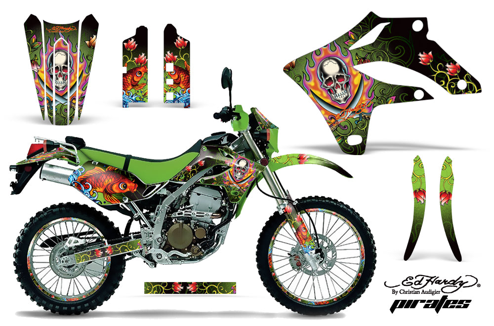 Graphics Kit MX Decal Wrap + # Plates For Kawasaki KLX250S 2004-2007 EDHP GREEN-atv motorcycle utv parts accessories gear helmets jackets gloves pantsAll Terrain Depot