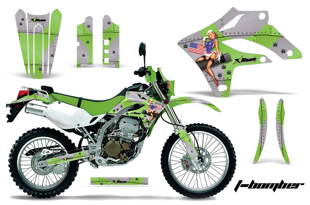 Dirt Bike Graphics Kit MX Decal Wrap For Kawasaki KLX250S 2004-2007 TBOMBER GREEN-atv motorcycle utv parts accessories gear helmets jackets gloves pantsAll Terrain Depot