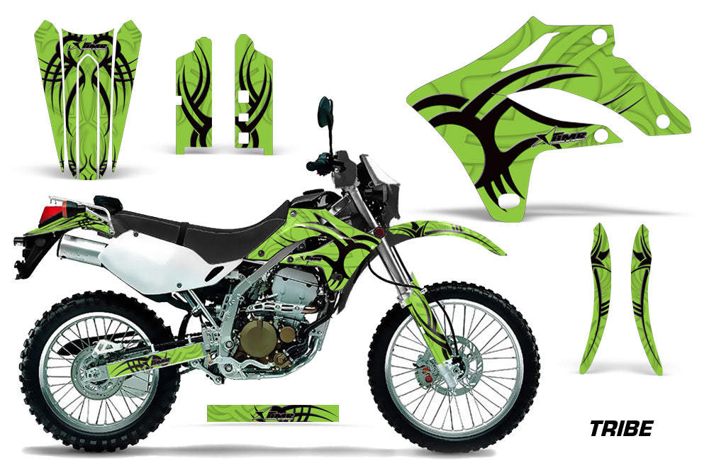 Dirt Bike Graphics Kit MX Decal Wrap For Kawasaki KLX250S 2004-2007 TRIBE BLACK GREEN-atv motorcycle utv parts accessories gear helmets jackets gloves pantsAll Terrain Depot