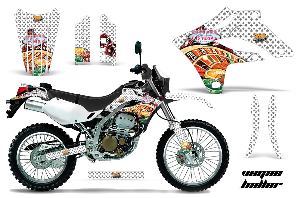 Dirt Bike Graphics Kit MX Decal Wrap For Kawasaki KLX250S 2004-2007 VEGAS WHITE-atv motorcycle utv parts accessories gear helmets jackets gloves pantsAll Terrain Depot
