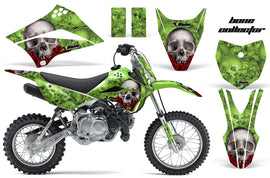 Dirt Bike Graphics Kit Decal Sticker Wrap For Kawasaki KLX110L 2010-2016 BONES GREEN-atv motorcycle utv parts accessories gear helmets jackets gloves pantsAll Terrain Depot