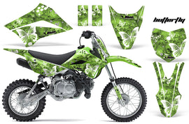 Dirt Bike Graphics Kit Decal Sticker Wrap For Kawasaki KLX110L 2010-2016 BUTTERFLIES WHITE GREEN-atv motorcycle utv parts accessories gear helmets jackets gloves pantsAll Terrain Depot