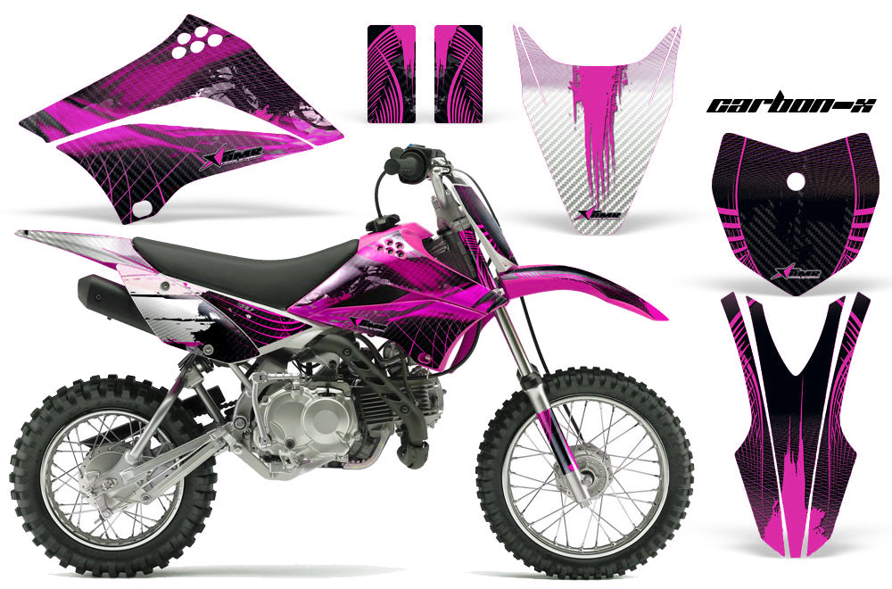 Dirt Bike Graphics Kit Decal Sticker Wrap For Kawasaki KLX110L 2010-2016 CARBONX PINK-atv motorcycle utv parts accessories gear helmets jackets gloves pantsAll Terrain Depot