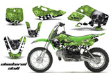 Decal Graphic Kit Wrap For Kawasaki KLX 110 2002-2009 KX 65 2002-2018 CHECKERED BLACK GREEN