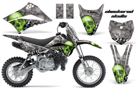 Dirt Bike Graphics Kit Decal Sticker Wrap For Kawasaki KLX110L 2010-2016 CHECKERED GREEN-atv motorcycle utv parts accessories gear helmets jackets gloves pantsAll Terrain Depot
