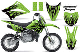 Dirt Bike Graphics Kit Decal Sticker Wrap For Kawasaki KLX110L 2010-2016 DIAMOND FLAMES BLACK GREEN