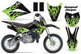 Dirt Bike Graphics Kit Decal Sticker Wrap For Kawasaki KLX110L 2010-2016 DIAMOND FLAMES GREEN BLACK