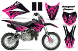 Dirt Bike Graphics Kit Decal Sticker Wrap For Kawasaki KLX110L 2010-2016 DIAMOND FLAMES PINK BLACK