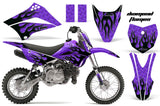 Dirt Bike Graphics Kit Decal Sticker Wrap For Kawasaki KLX110L 2010-2016 DIAMOND FLAMES PURPLE BLACK