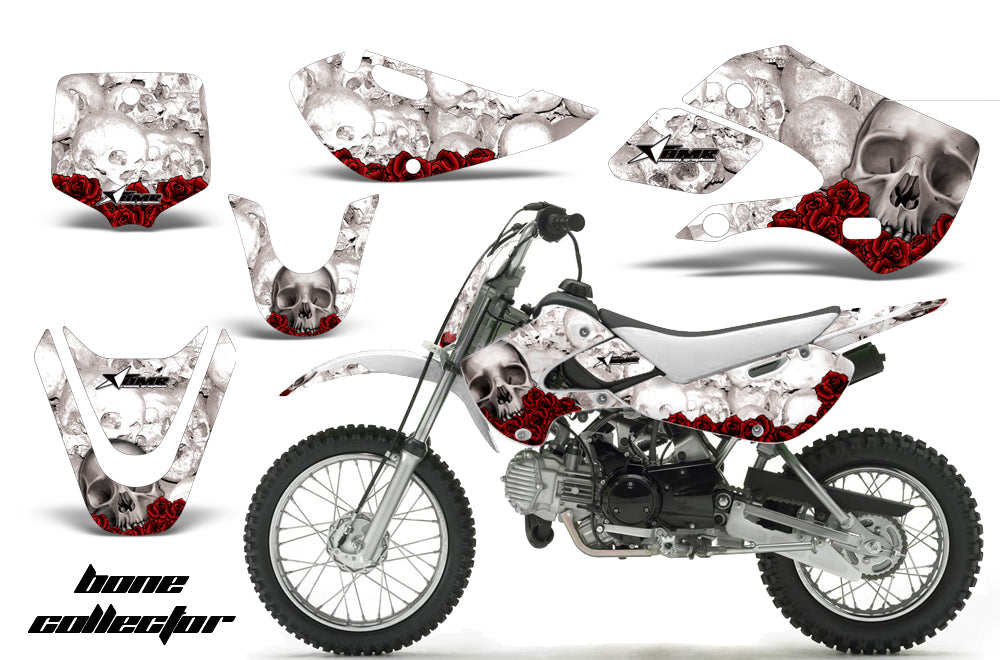 Decal Graphic Kit Wrap For Kawasaki KLX 110 2002-2009 KX 65 2002-2018 BONES WHITE-atv motorcycle utv parts accessories gear helmets jackets gloves pantsAll Terrain Depot